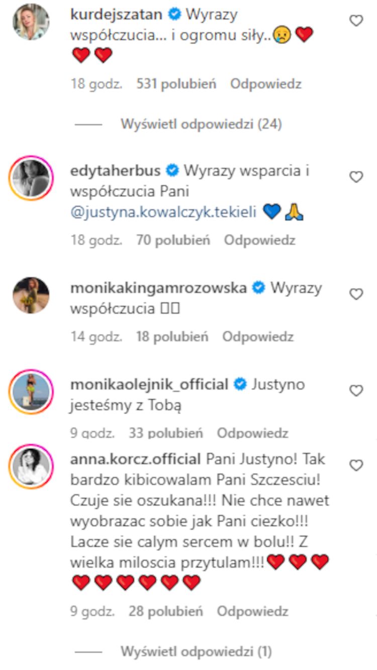 Komentarze pod postem Justyny Kowalczyk