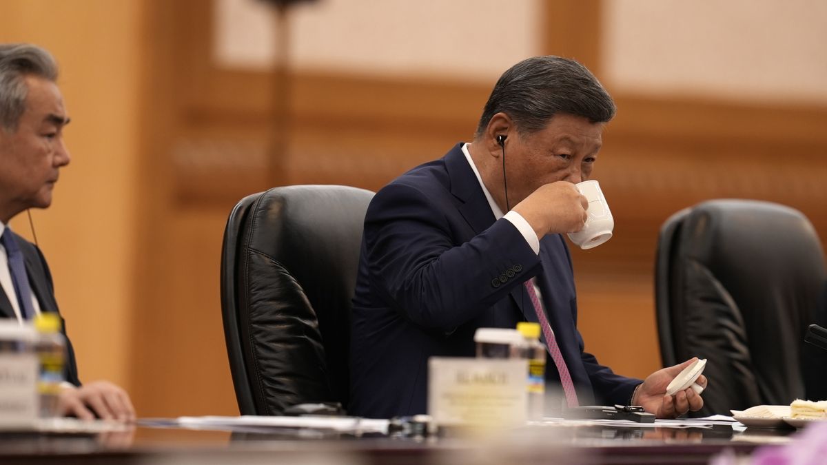 BEIJING, CHINA - SEPTEMBER 2: Chinese President Xi Jinping holds a cup during a meeting with Tajik President Emomali Rahmon (not pictured) at The Great Hall of the People on September 2, 2025 in Beijing, China. At the invitation of Chinese President Xi Jinping, 26 foreign heads of state and government will attend a military parade commemorating the 80th anniversary of the end of World War II and Japan's surrender. (Photo by Parker Song - Pool / Getty Images)