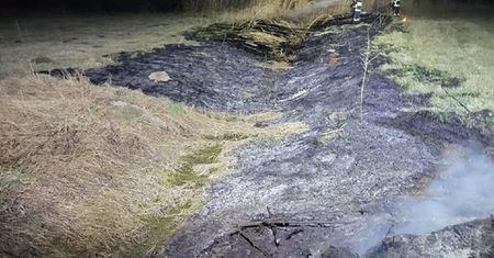 Pożar łąki w Garbowie – szybka interwencja strażaków zapobiegła rozprzestrzenieniu się ognia
