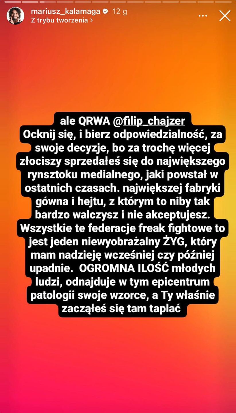 Okoliczności konfliktu Mariusza Kałamagi i Filipa Chajzera