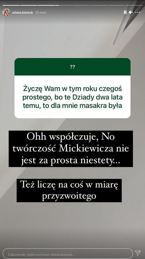 Oliwia Bieniuk szykuje się do matury