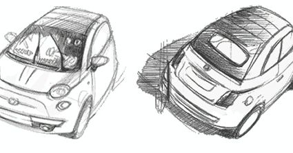 Fiat 500 cabrio - szkice designerskie