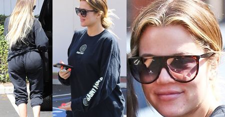 Ciężarna Khloe Kardashian maskuje kształty wyciągniętym dresem (ZDJĘCIA)
