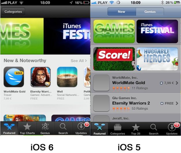 App Store - iOS 6 vs iOS 5