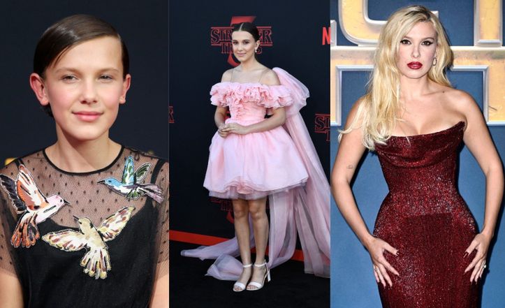 Od falban i kwiatków do głębokich dekoltów i prześwitów. Oto drastyczna ewolucja stylu Millie Bobby Brown