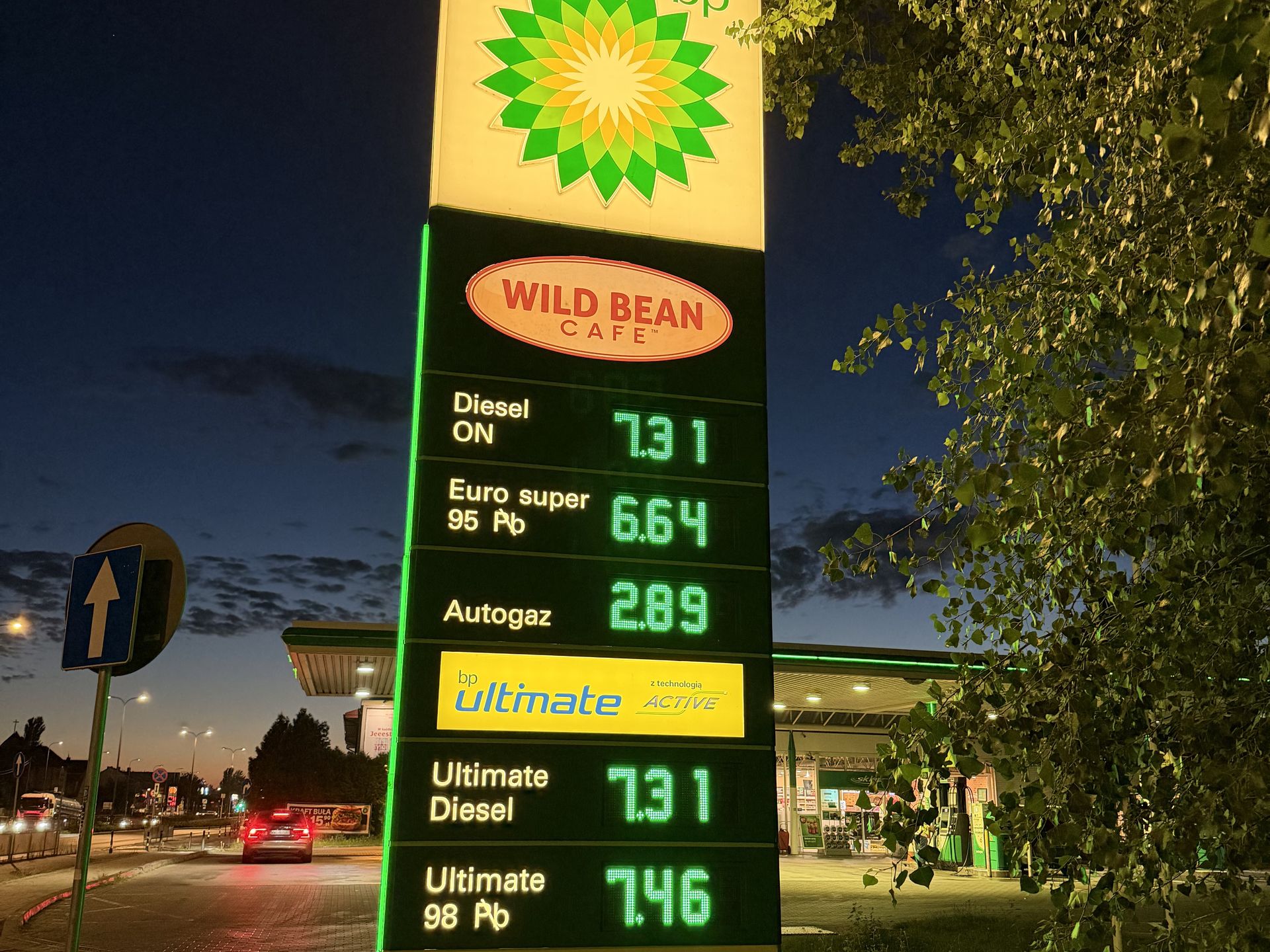 Ceny paliw na BP przy ul. Łodygowej w Warszawie 31.08