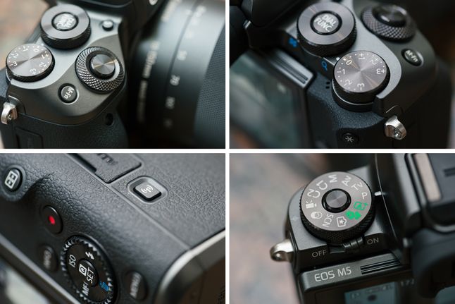 Cztery pokrętła sprawiają, że ergonomia Canon EOS M5 stoi na wysokim poziomie.