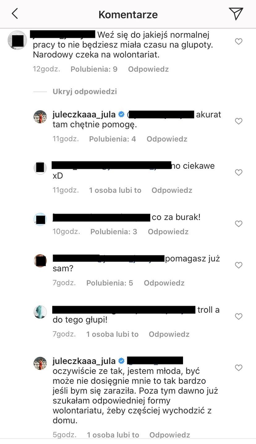 Julia Wróblewska chętnie pomoże w szpitalu na Stadionie Narodowym