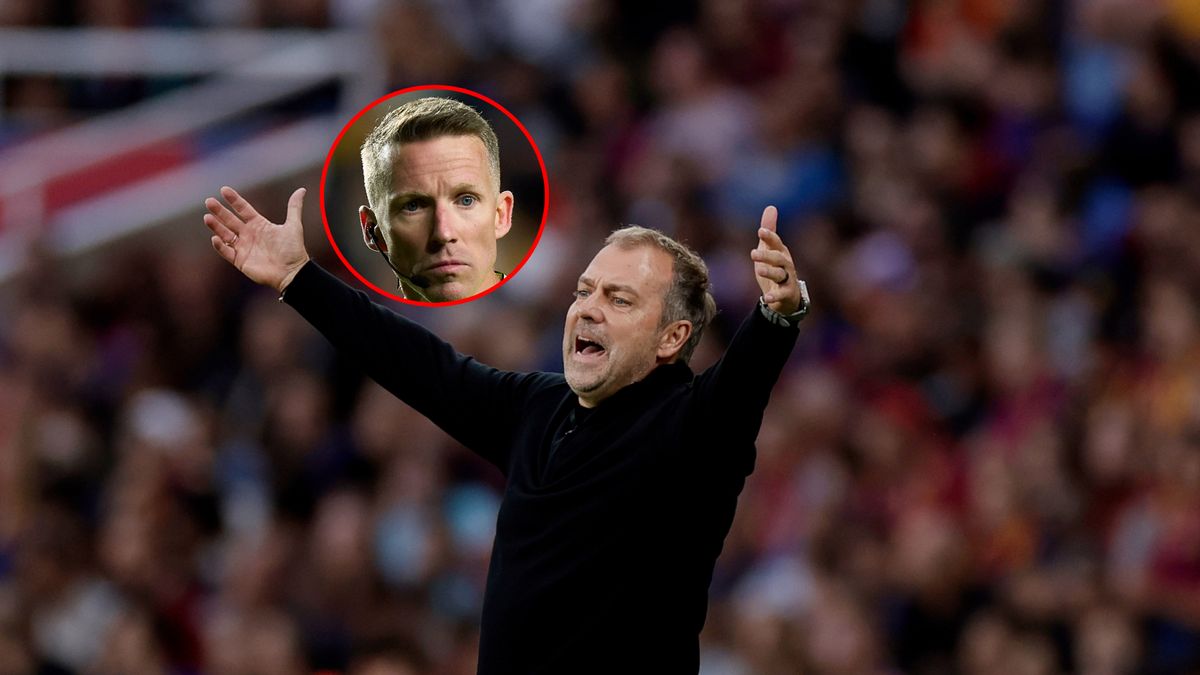 Getty Images / David Ramirez/Soccrates /  Angel Martinez / Na zdjęciu: Hansi Flick, w kółku sędzia Alejandro Hernandez Hernandez.