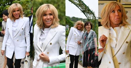 Modna Brigitte Macron prezentuje francuski szyk na spotkaniu z żoną premiera Japonii (ZDJĘCIA)