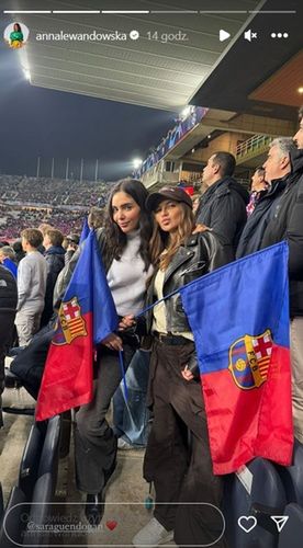 Anna Lewandowska na trybunach Stadionu Olimpijskiego w Barcelonie