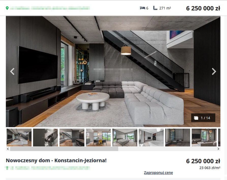 Oferta sprzedaży domu Maffashion i Sebastiana Fabijańskiego