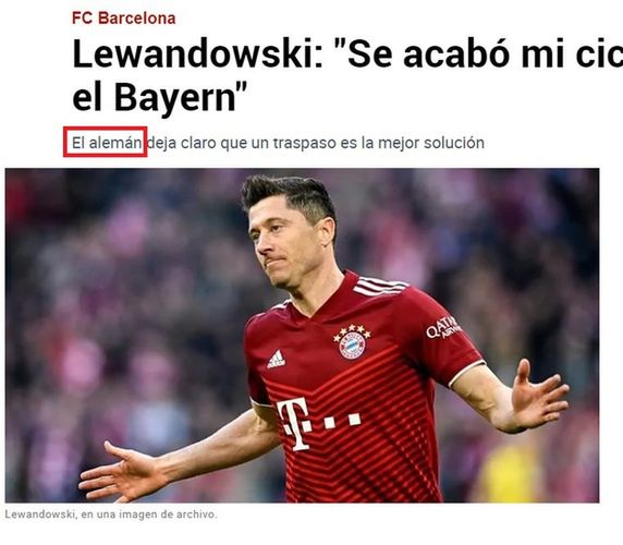 "El aleman" (z hiszp. "Niemiec") - tak dziennik "Marca" nazwał Lewandowskiego. To pomyłka hiszpańskich dziennikarzy.