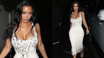Kim Kardashian wyskoczyła do klubu w sukience ozdobionej setkami AGRAFEK. Wylansuje nowy trend w modzie? (ZDJĘCIA)