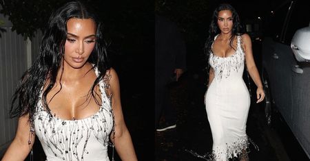 Kim Kardashian wyskoczyła do klubu w sukience ozdobionej setkami AGRAFEK. Wylansuje nowy trend w modzie? (ZDJĘCIA)