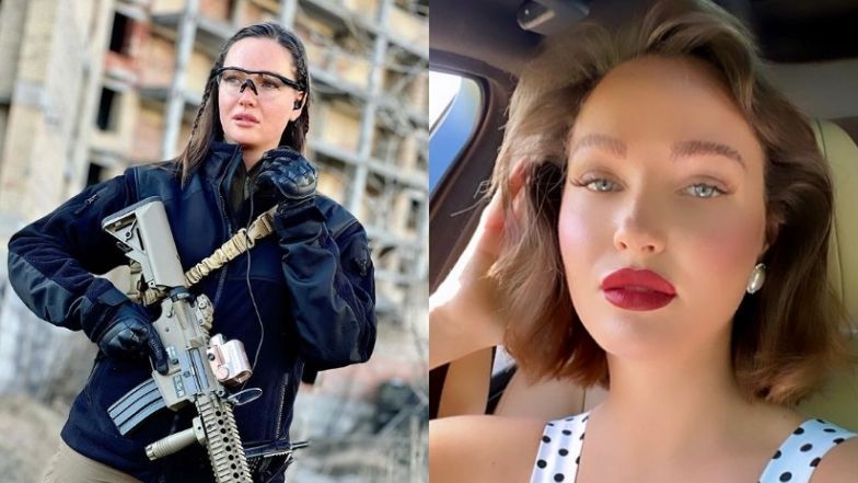 Była Miss Ukrainy pozuje z bronią