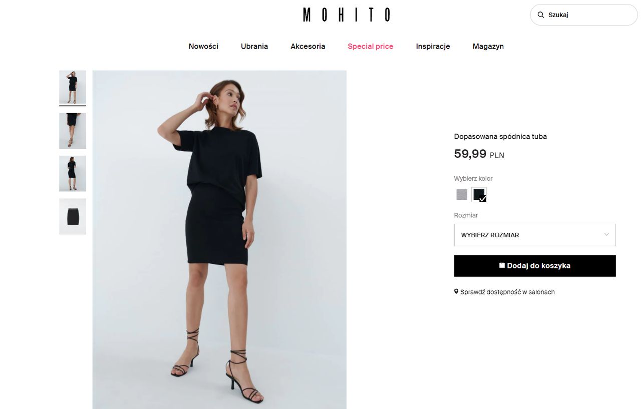 Mohito -  propozycje klasycznych czarnych spódnic