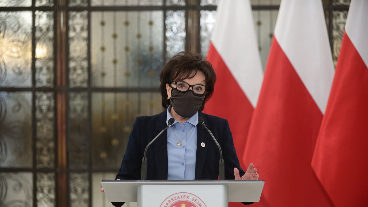 Na zdjęciu Marszałek Sejmu Elżbieta Witek w trakcie konferencji prasowej w Sejmie
