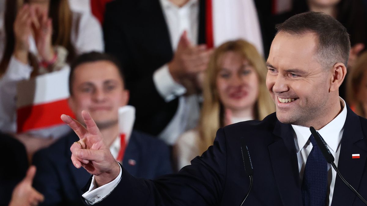 KRAKOW, POLAND - NOVEMBER 24: Polish opposition Law and Justice Party presents Karol Nawrocki as their candidate in the next year's election in Krakow, Poland on November 24, 2024. Law and Justice Party announced Nawrocki as their candidate a day after the ruling Civic Platform party has elected Rafal Trzaskowski in the primaries. (Photo by Jakub Porzycki/Anadolu via Getty Images)