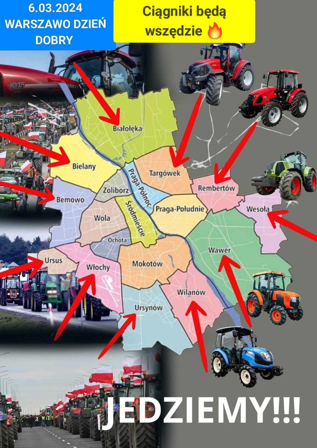 Tak, rolnicy zachęcali siebie nawzajem, aby wjechać do Warszawy traktorami