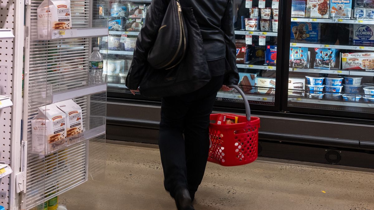 NEW YORK, NEW YORK - MARCH 05: People shop at a Target store  in Manhattan on March 05, 2024 in New York City. As it showed progress in raising profits, the Minneapolis-based retailer’s shares jumped nearly 12% in afternoon trading despite a drop in sales. (Photo by Spencer Platt/Getty Images)