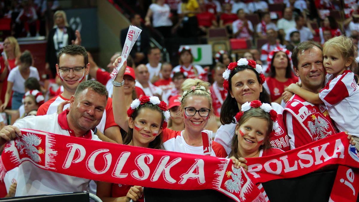Kibice podczas meczu Polska - USA w Spodku