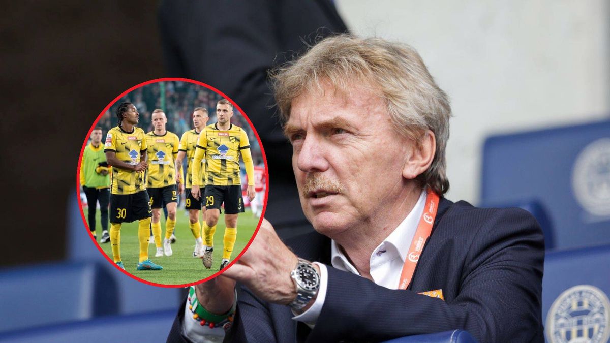 Getty Images / Grzegorz Wajda/SOPA Images/LightRocket via Getty Images/arcin Golba/NurPhoto via Getty Images / Na dużym zdjęciu Zbigniew Boniek, na małym piłkarze Wieczystej Kraków