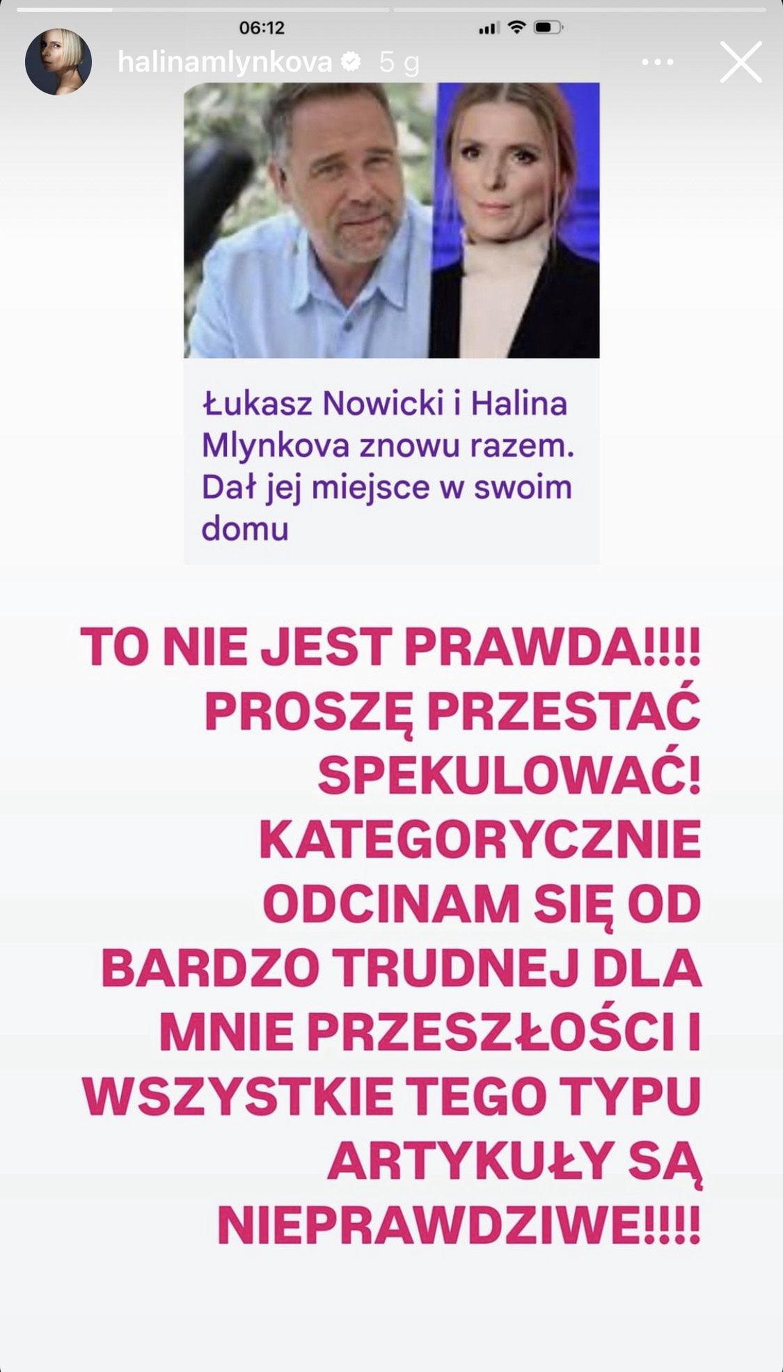 Halina Mlynkova opublikowała oświadczenie