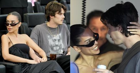 19-letni Cruz Beckham wymienia czułości ze starszą o 10 lat partnerką na meczu. Obok siedziała Victoria...