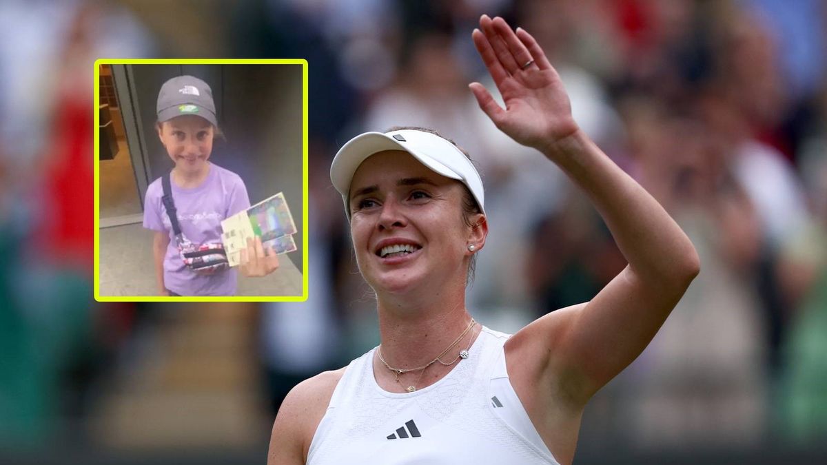Elina Switolina / w ramce: dziewczynka z biletami na Wimbledon