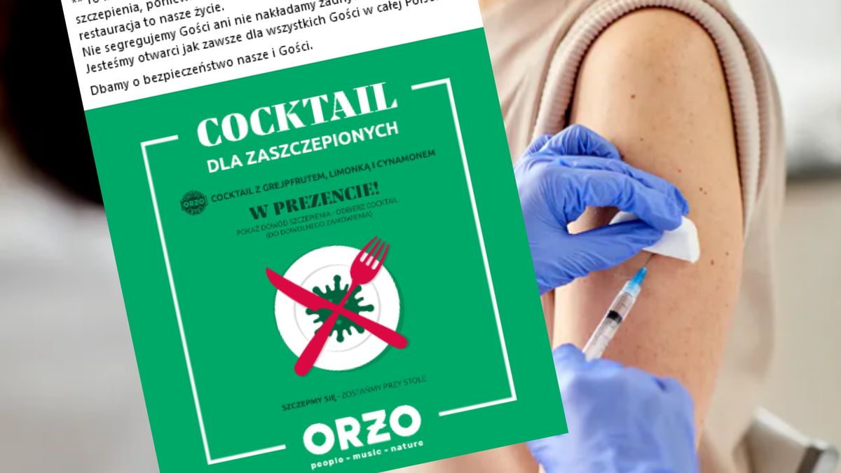 W poznańskim lokalu Orzo zaszczepiony klient może skorzystać z oferty darmowe drinka