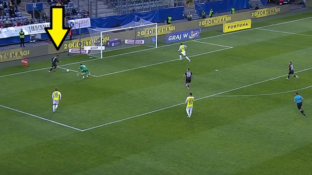 Twitter / Screen / Canal+Sport / Na zdjęciu: Motor Lublin stracił kuriozalnego gola na 1:3 w meczu z Piastem Gliwice