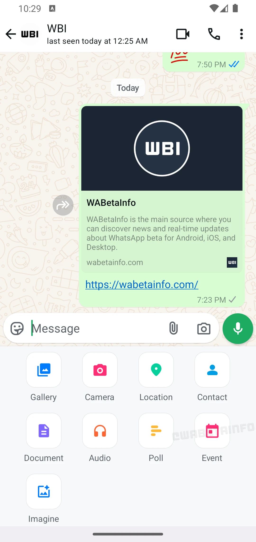 The "Event" tile visible in individual chat