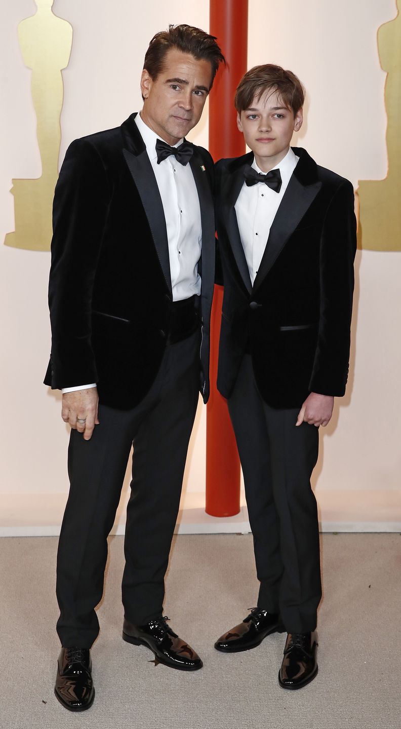 Arrivals - 95th Academy Awards
epa10518804 Colin Farrell (L) and Henry Tadeusz Farrell (R) arrive for the 95th annual Academy Awards ceremony at the Dolby Theatre in Hollywood, Los Angeles, California, USA, 12 March 2023. The Oscars are presented for outstanding individual or collective efforts in filmmaking in 24 categories.  EPA/CAROLINE BREHMAN 
Dostawca: PAP/EPA.
CAROLINE BREHMAN