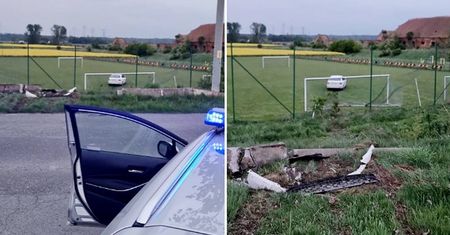 Spektakularny finał pościgu. Auto przeleciało prosto do bramki
