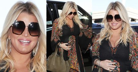 Ciężarna Jessica Simpson w powłóczystej szacie za 16 tysięcy
