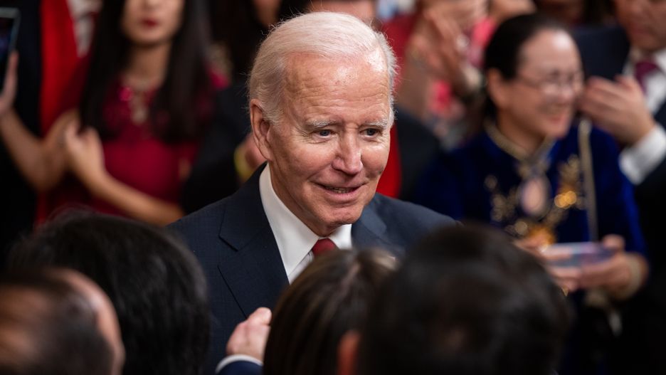 WASHINGTON, DC UNITED STATES- JANUARY 26: President Joe Biden departs a Lunar New Years celebration at the White House on January 26th, 2023 in Washington, DC. (Photo by Nathan Posner/Anadolu Agency via Getty Images)
