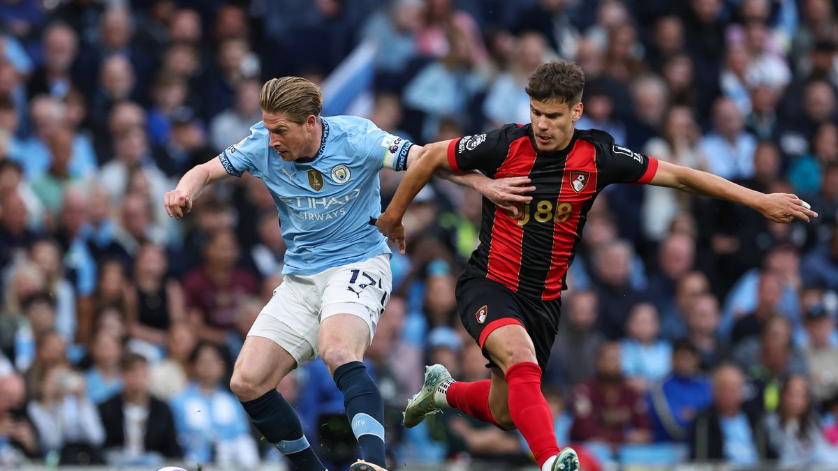 Getty Images / Lee Parker - CameraSport / Milos Kerkez w walce z Kevinem De Bruyne