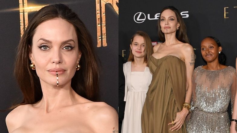 Angelina Jolie pozuje na premierze z piątką dzieci