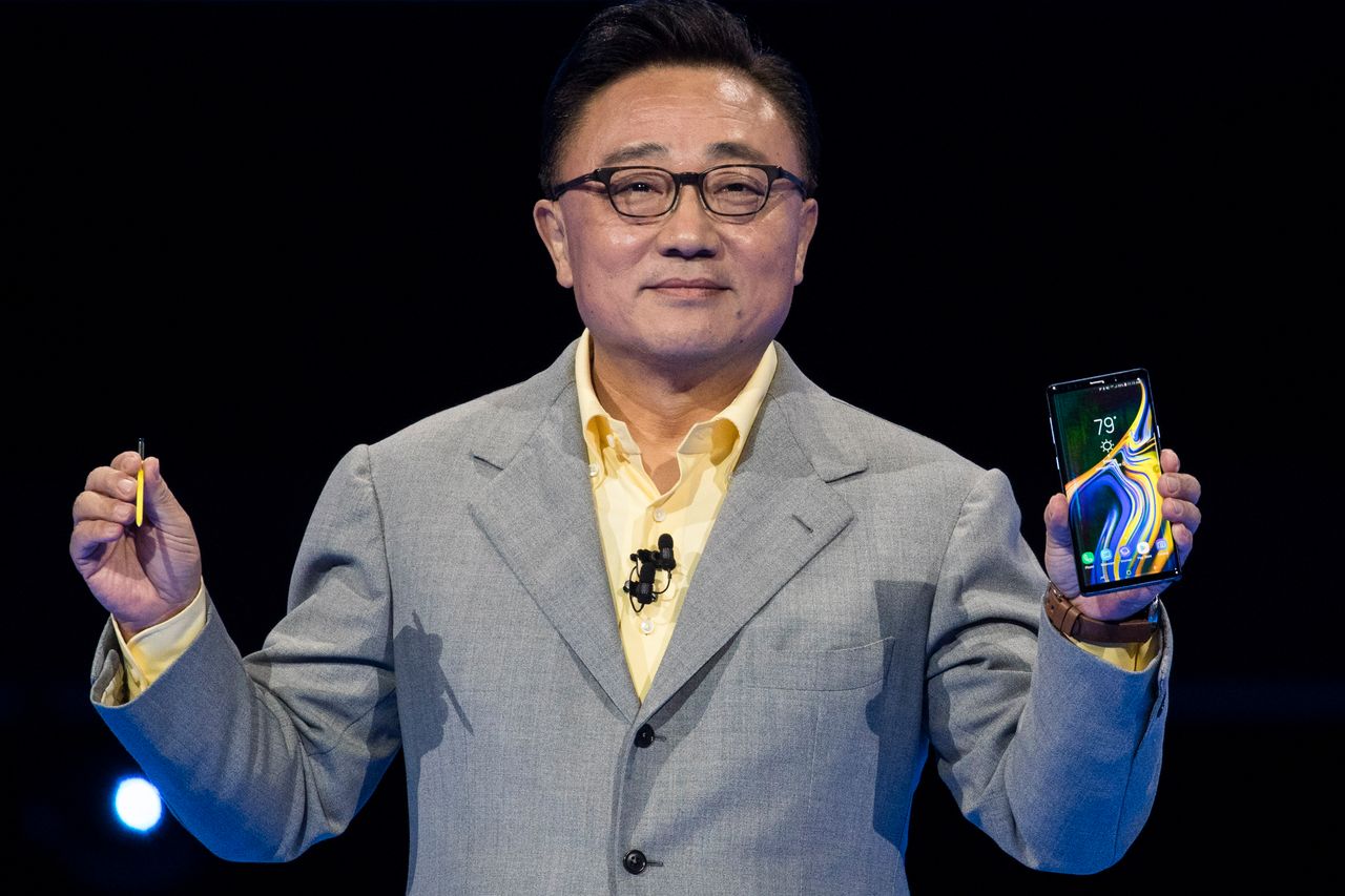 Galaxy Note 10 będzie drogim smartfonem. Na zdjęciu prezes Samsunga podczas premiery Note'a 9 (Getty Images)