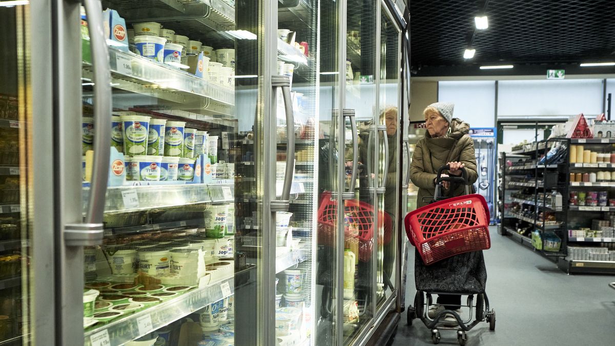 A customer shops in the refrigerated goods aisle inside a Spar grocery store in Wroclaw, Poland, on Tuesday, March 5, 2024. The Polish national bank, also known as Narodowy Bank Polski (NBP), will announce rates on March 6. Photographer: Bartek Sadowski/Bloomberg via Getty Images