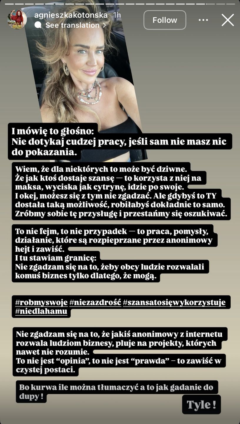 Agnieszka Kotońska rozlicza się z hejterami