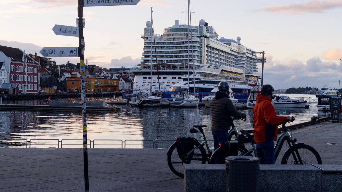 The AIDAperla cruise liner docked in the Stavanger harbor, in Stavanger, Norway, on Friday, Sept. 13, 2024. Decades of North Sea oil riches turned Stavanger into one of Europe's most expensive cities, but lately, cracks have appeared in this outpost of prosperity as the Norwegian krone has taken a battering, suffering the biggest decline this year among a basket of 10 most-traded currencies. Photographer: Naina Helén Jåma/Bloomberg via Getty Images