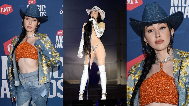 Noah Cyrus wdzięczy się do fotografów na gali