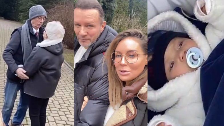 Małgorzata Rozenek i Radosław Majdan na spacerze z dziećmi i rodzicami