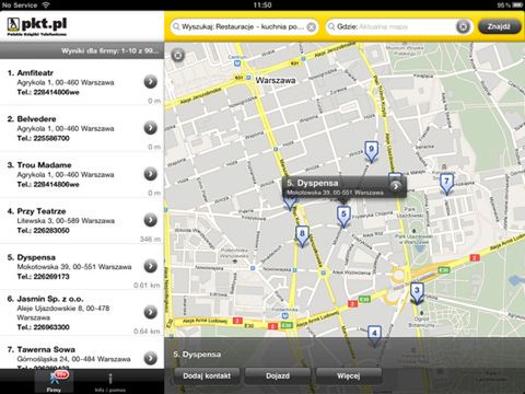 Polska wyszukiwarka firm na iPada
