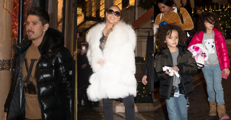 Zachwycona Mariah Carey w wielkim futrze macha do paryskich fanów