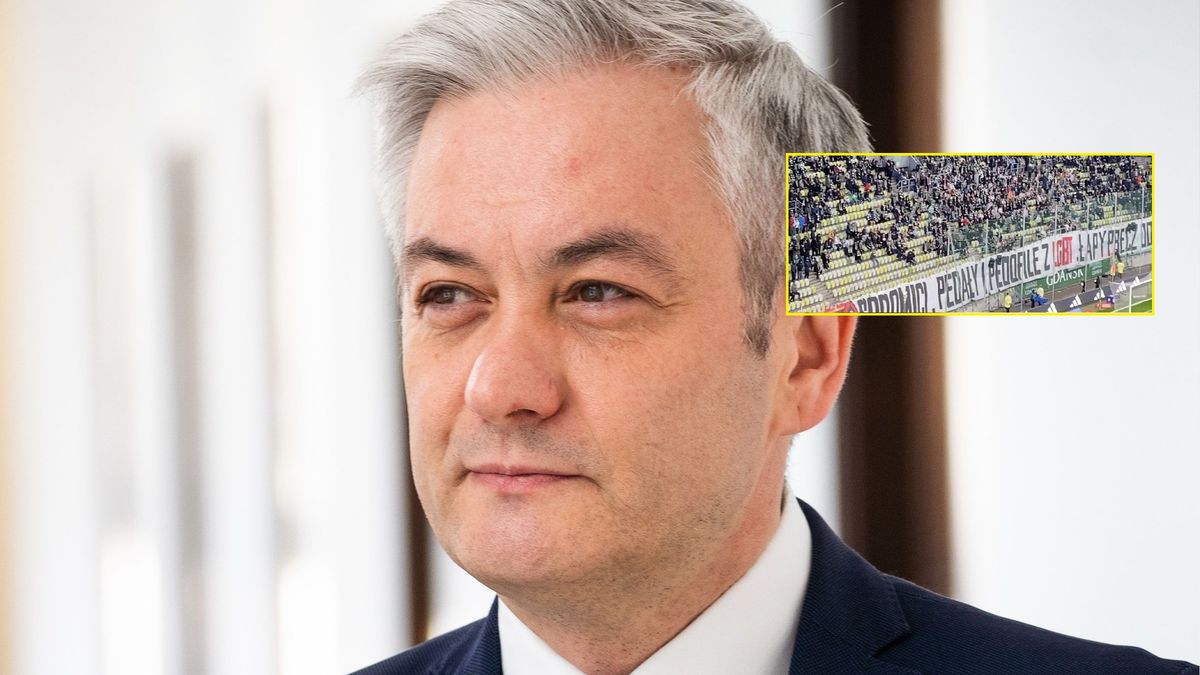 Materiały prasowe / Na zdjęciu: Robert Biedroń / transparent podczas meczu w Gdańsku