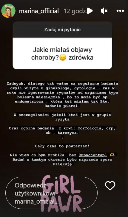 Marina Łuczenko-Szczęsna przypomniała o badaniach kontrolnych