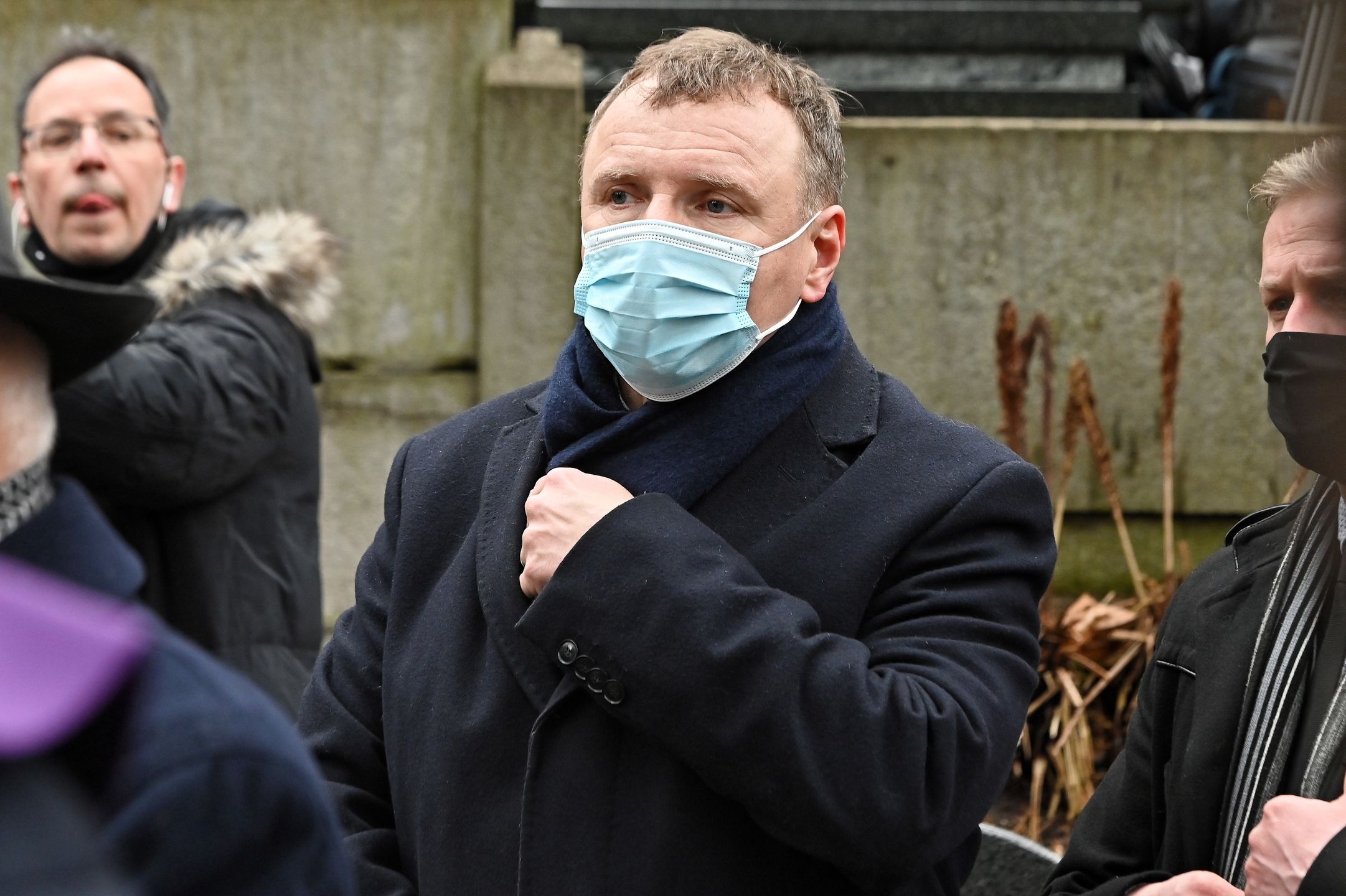 Pogrzeb dziennikarza TVP Gdańsk Piotra Świąca. Na zdjęciu prezes TVP Jacek Kurski
